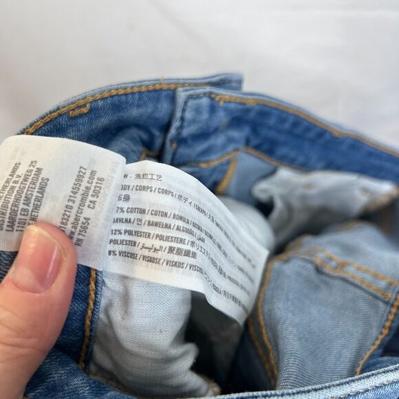 Hollister Patchy Patchwork Flare Leg Denim Jeans Raw Hem High Rise JRS SZ 5R-27 - Picture 9 of 10